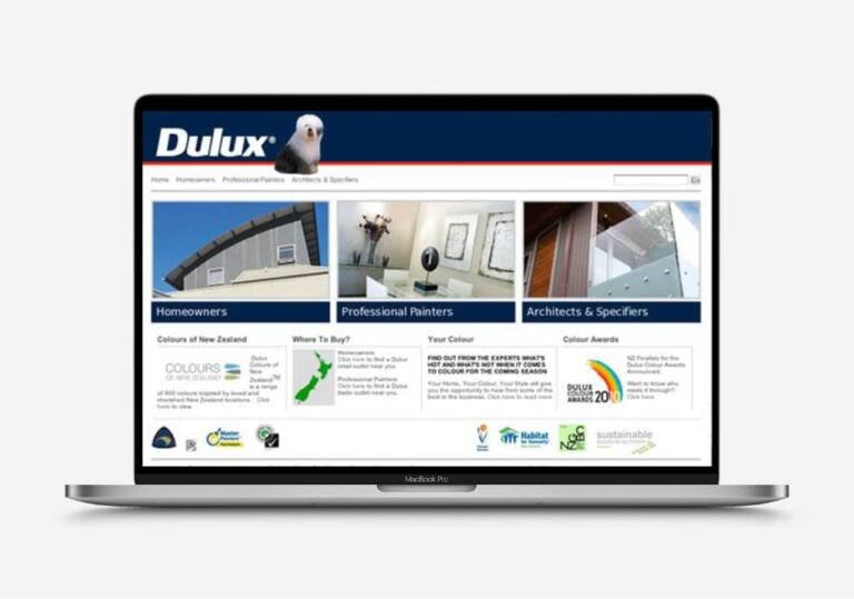 Dulux New Zealand website displayed on a MacBook Pro