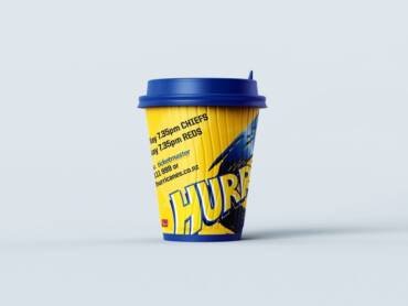 Hurricanes Coffee Cup with dates of next game printed on the side