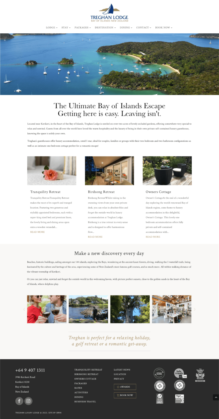 treghan luxury lodge website