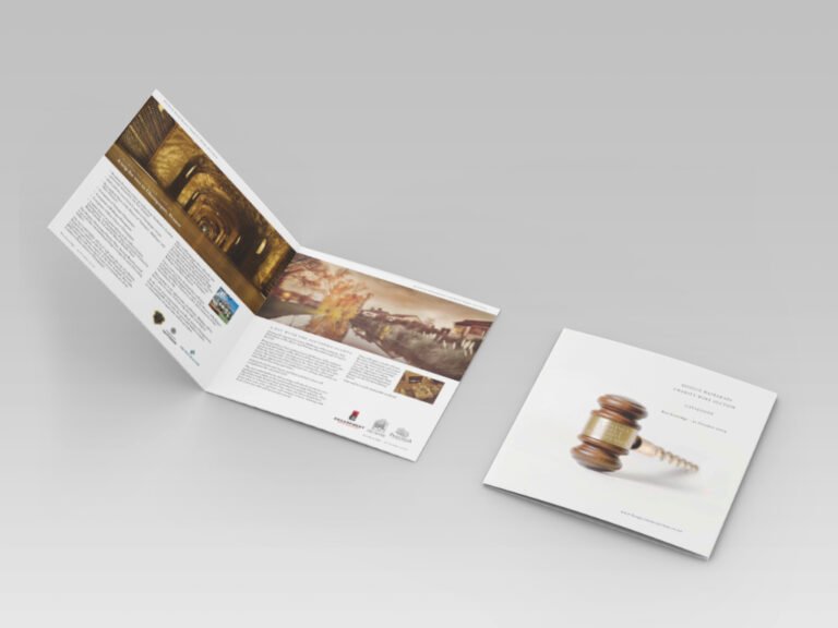 Open brochure showing content and gavel image.