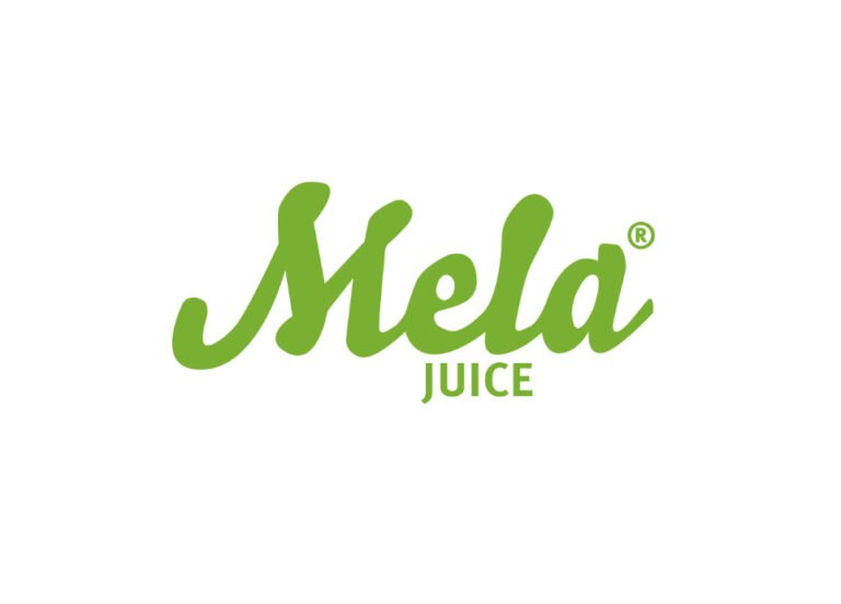 Green Mela Juice logo on white background.