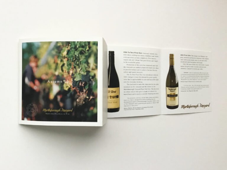 Brochure for Marlborough Vineyard wines with Autumn imagery.