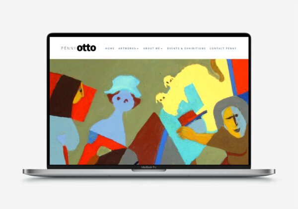 Abstract art painting with vivid colors and figures.