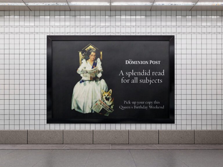 Advertisement for The Dominion Post in train station.
