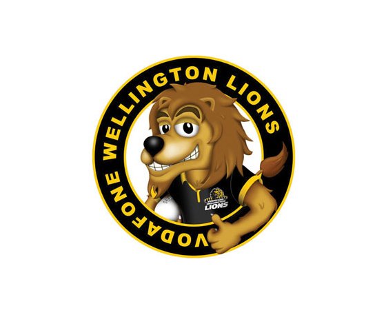 Cartoon Wellington Lions rugby team logo.