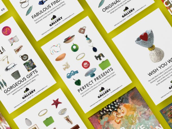 Gallery gift cards and unique items display.