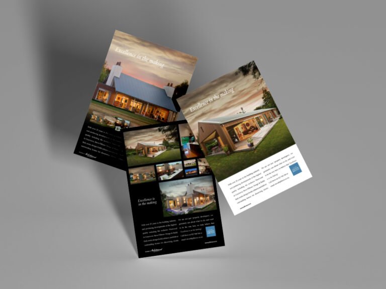 Real estate advertisements with luxury home images.
